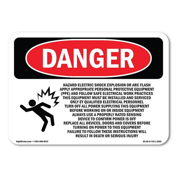 OSHA Danger Sign - Hazard Electric Shock Explosion | Plastic Sign | Protect Your Business, Construction Site, Warehouse & Shop Area |  Made in The USA