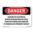 thumbnail image 1 of OSHA Danger Sign - Hazard Of Electrical Shock Or Burn May Be | Plastic Sign | Protect Your Business, Construction Site, Shop Area |  Made in The USA, 1 of 5