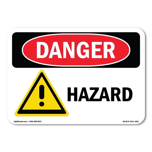 OSHA Danger Sign - Hazard | Plastic Sign | Protect Your Business, Construction Site, Warehouse & Shop Area |  Made in The USA