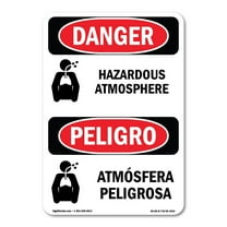 OSHA Danger Sign - Hazardous Atmosphere Bilingual | Decal | Protect Your Business, Construction Site, Warehouse & Shop Area |  Made in The USA
