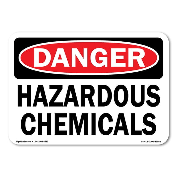 OSHA Danger Sign - Hazardous Chemicals | Plastic Sign | Protect Your Business, Construction Site, Warehouse & Shop Area | Made in the USA