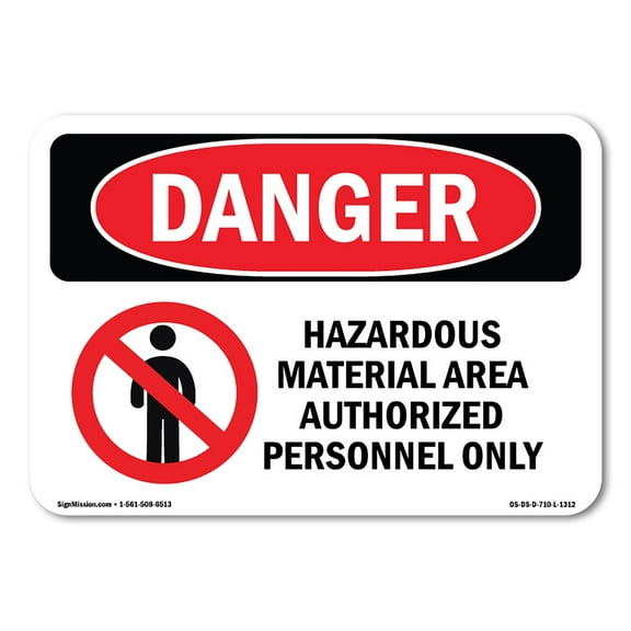 OSHA Danger Sign - Hazardous Material Area Authorized Personnel | Plastic Sign | Protect Your Business, Construction Site, Shop Area |  Made in The USA