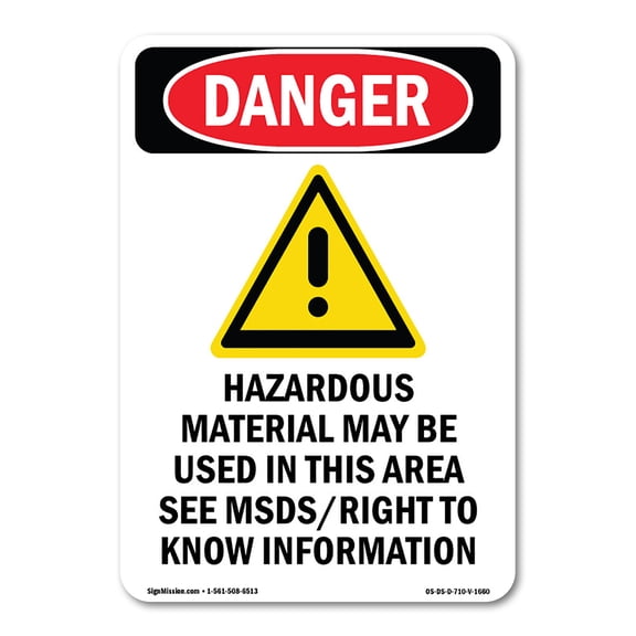 OSHA Danger Sign - Hazardous Material | Decal | Protect Your Business, Construction Site, Warehouse & Shop Area | Made in The USA