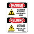 thumbnail image 1 of OSHA Danger Sign - Hazardous Materials Handle Care Bilingual | Decal | Protect Your Business, Construction Site, Shop Area |  Made in The USA, 1 of 5