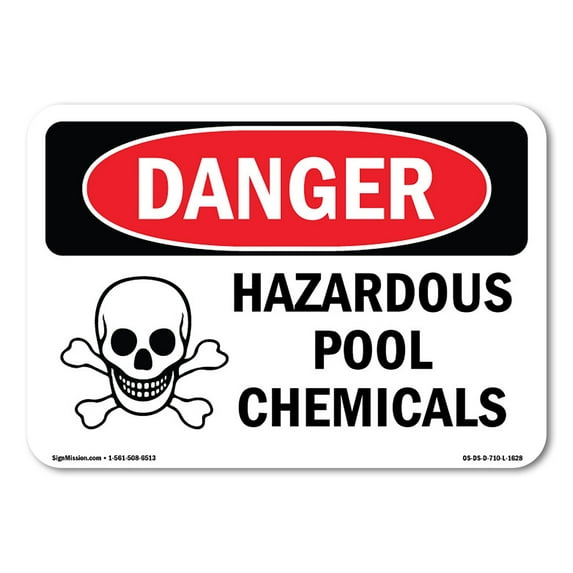 OSHA Danger Sign - Hazardous Pool Chemicals | Plastic Sign | Protect Your Business, Construction Site, Warehouse & Shop Area | Made in The USA
