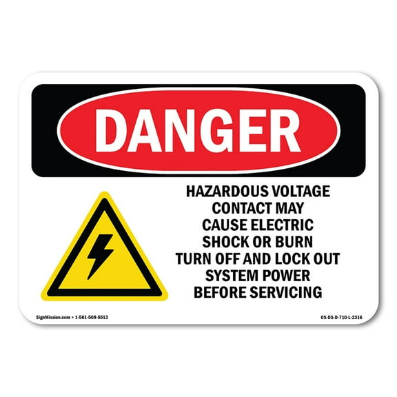 OSHA Danger Sign - Hazardous Voltage Contact May | Decal | Protect Your Business, Construction Site, Warehouse & Shop Area |  Made in The USA