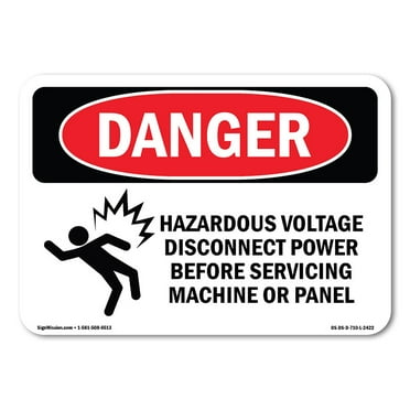 OSHA Danger Sign - Hazardous Voltage Disconnect | Decal | Protect Your Business, Construction Site, Warehouse & Shop Area |  Made in The USA