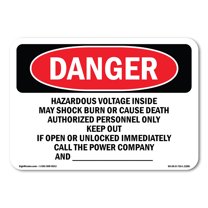 OSHA Danger Sign - Hazardous Voltage Inside May Shock Burn | Decal | Protect Your Business, Construction Site, Shop Area | Made in The USA