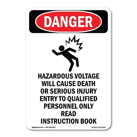 OSHA Danger Sign -  Hazardous Voltage | Plastic Sign | Protect Your Business, Construction Site, Warehouse & Shop Area |  Made in The USA