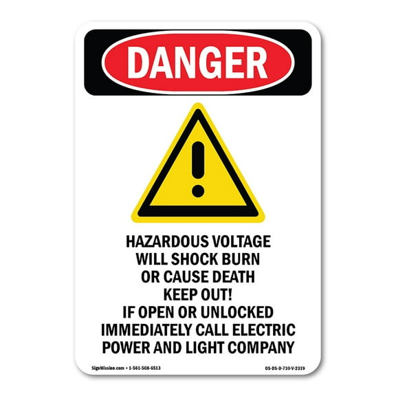 OSHA Danger Sign -  Hazardous Voltage | Plastic Sign | Protect Your Business, Construction Site, Warehouse & Shop Area |  Made in The USA
