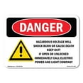 thumbnail image 1 of OSHA Danger Sign - Hazardous Voltage Will Shock | Decal | Protect Your Business, Construction Site, Warehouse & Shop Area |  Made in The USA, 1 of 5