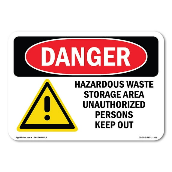 OSHA Danger Sign - Hazardous Waste Storage Area | Plastic Sign | Protect Your Business, Construction Site, Warehouse & Shop Area | Made in The USA