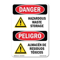 OSHA Danger Sign - Hazardous Waste Storage Bilingual | Decal | Protect Your Business, Construction Site, Warehouse & Shop Area | Made in The USA