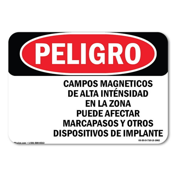 OSHA Danger Sign - High Magnetic Fields Pacemakers Spanish | Decal | Protect Your Business, Construction Site, Shop Area |  Made in The USA
