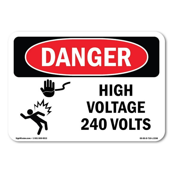 OSHA Danger Sign - High Voltage 240 Volts | Decal | Protect Your Business, Construction Site, Warehouse & Shop Area |  Made in The USA