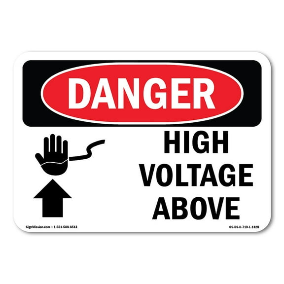 OSHA Danger Sign - High Voltage Above | Plastic Sign | Protect Your Business, Construction Site, Warehouse & Shop Area |  Made in The USA