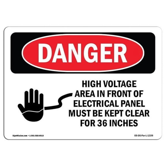 OSHA Danger Sign - High Voltage Area Electrical Panel 36 in.