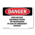thumbnail image 1 of OSHA Danger Sign - High Voltage Equipment Inside No Trespassing | Decal | Protect Your Business, Construction Site, Shop Area |  Made in The USA, 1 of 5
