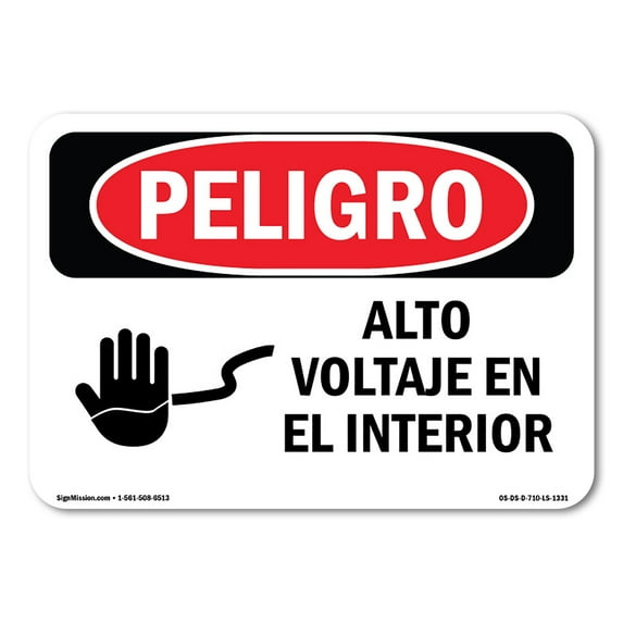 OSHA Danger Sign - High Voltage Inside Spanish | Aluminum Sign | Protect Your Business, Construction Site, Warehouse & Shop Area | Made in The USA