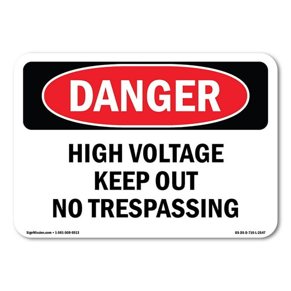 OSHA Danger Sign - High Voltage Keep Out No Trespassing | Plastic Sign | Protect Your Business, Construction Site, Warehouse & Shop Area |  Made in The USA