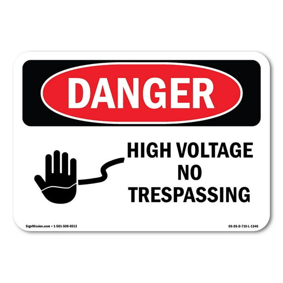 OSHA Danger Sign - High Voltage No Trespassing | Plastic Sign | Protect Your Business, Construction Site, Warehouse & Shop Area |  Made in The USA