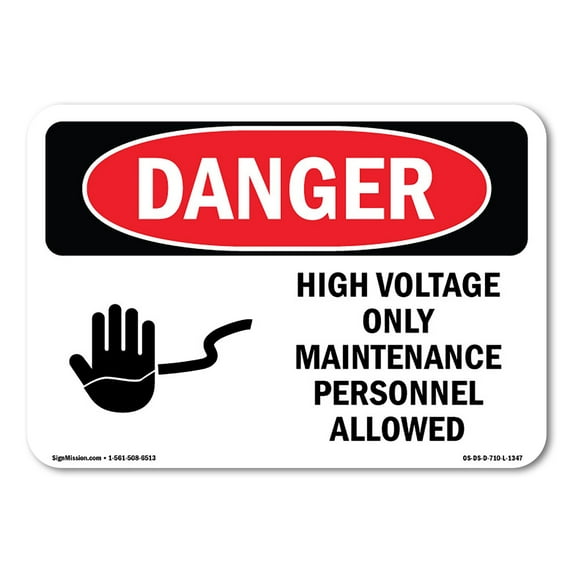 OSHA Danger Sign - High Voltage Only Maintenance Personnel | Plastic Sign | Protect Your Business, Construction Site, Shop Area | Made in The USA
