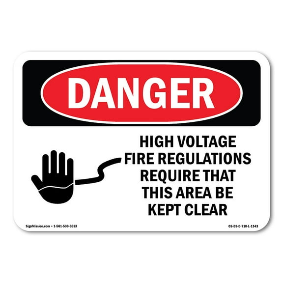 OSHA Danger Sign - High Voltage Require Area Kept Clear | Plastic Sign | Protect Your Business, Construction Site, Warehouse & Shop Area | Â Made in The USA