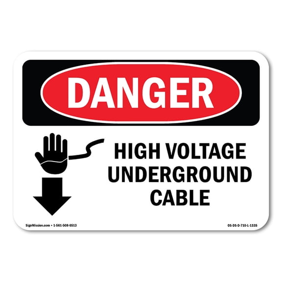 OSHA Danger Sign - High Voltage Underground Cable | Plastic Sign | Protect Your Business, Construction Site, Warehouse & Shop Area |  Made in The USA