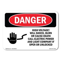OSHA Danger Sign - High Voltage Will Shock Burn Cause Death | Decal | Protect Your Business, Construction Site, Shop Area | Made in The USA