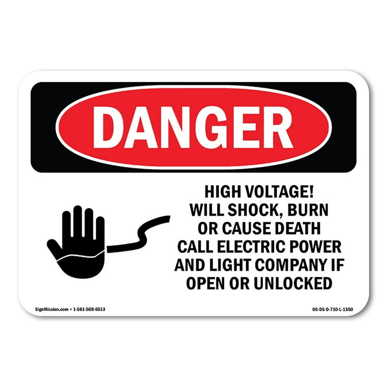 OSHA Danger Sign - High Voltage Will Shock Burn Cause Death