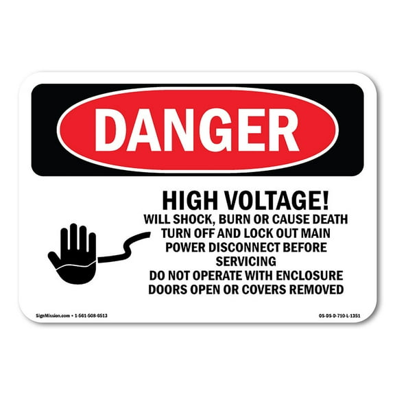 OSHA Danger Sign - High Voltage Will Shock Burn Cause Death | Plastic Sign | Protect Your Business, Construction Site, Shop Area | Made in The USA