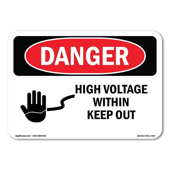OSHA Danger Sign - High Voltage Within Keep Out | Plastic Sign | Protect Your Business, Construction Site, Warehouse & Shop Area | Made in The USA