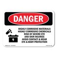 thumbnail image 1 of OSHA Danger Sign - Highly Corrosive Materials Chemicals | Decal | Protect Your Business, Construction Site, Warehouse & Shop Area |  Made in The USA, 1 of 5