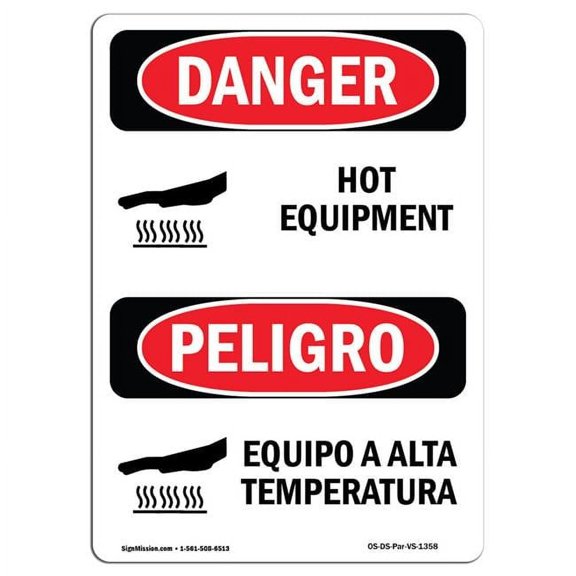 OSHA Danger Sign - Hot Equipment Bilingual
