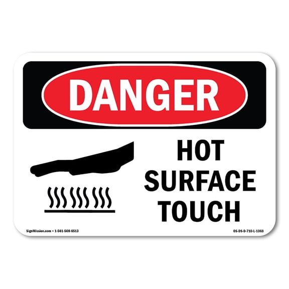 OSHA Danger Sign - Hot Surface Do Not Touch | Plastic Sign | Protect Your Business, Construction Site, Warehouse & Shop Area |  Made in The USA