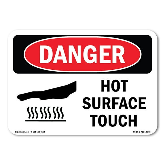 OSHA Danger Sign - Hot Surface Do Not Touch | Plastic Sign | Protect Your Business, Construction Site, Warehouse & Shop Area | Made in The USA