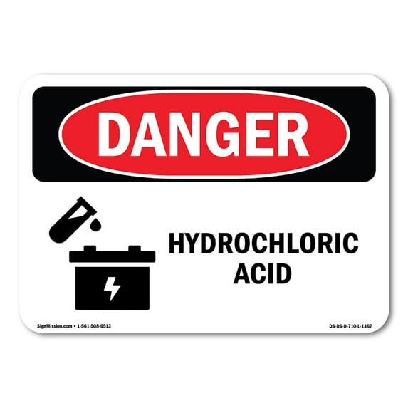 OSHA Danger Sign - Hydrochloric Acid | Decal | Protect Your Business, Construction Site, Warehouse & Shop Area | Made in The USA