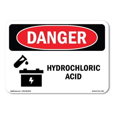 OSHA Danger Sign - Hydrochloric Acid | Plastic Sign | Protect Your Business, Construction Site, Warehouse & Shop Area |  Made in The USA