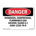 thumbnail image 1 of OSHA Danger Sign - Hydrogen  Compressed  Flammable Gas Un1049  | Decal | Protect Your Business, Construction Site, Shop Area |  Made in The USA, 1 of 5