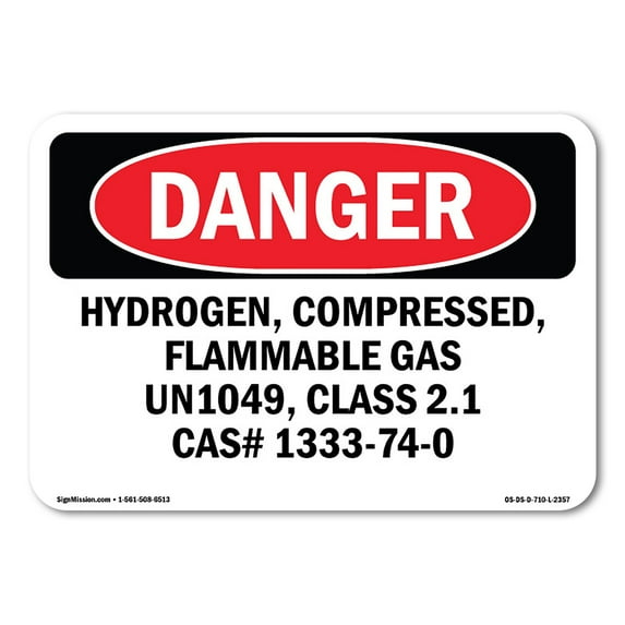 OSHA Danger Sign - Hydrogen Compressed Flammable Gas Un1049 | Plastic Sign | Protect Your Business, Construction Site, Shop Area | Made in The USA