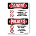 thumbnail image 1 of OSHA Danger Sign - Hydrogen Flammable Gas No Smoking Bilingual | Decal | Protect Your Business, Construction Site, Shop Area |  Made in The USA, 1 of 5