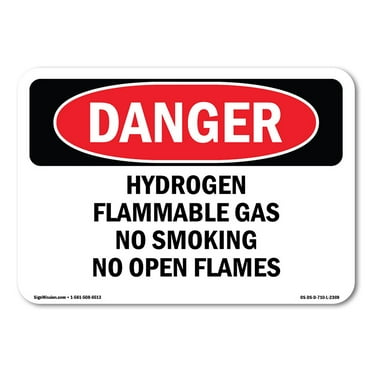 OSHA Danger Sign - Hydrogen Flammable Gas No Smoking No Open Flames | Plastic Sign | Protect Your Business, Construction Site, Shop Area |  Made in The USA