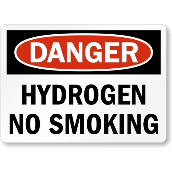 OSHA Danger Sign: Hydrogen No Smoking Man Cave Garage Shop Bar Restaurant Home Decor Metal Sign, 12" x 8"