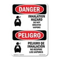thumbnail image 1 of OSHA Danger Sign - Inhalation Hazard Breathe Vapors Bilingual | Decal | Protect Your Business, Construction Site, Shop Area |  Made in The USA, 1 of 5