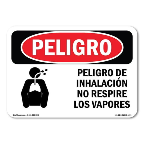 OSHA Danger Sign - Inhalation Hazard Do Not Spanish | Decal | Protect Your Business, Construction Site, Warehouse & Shop Area | Made in The USA