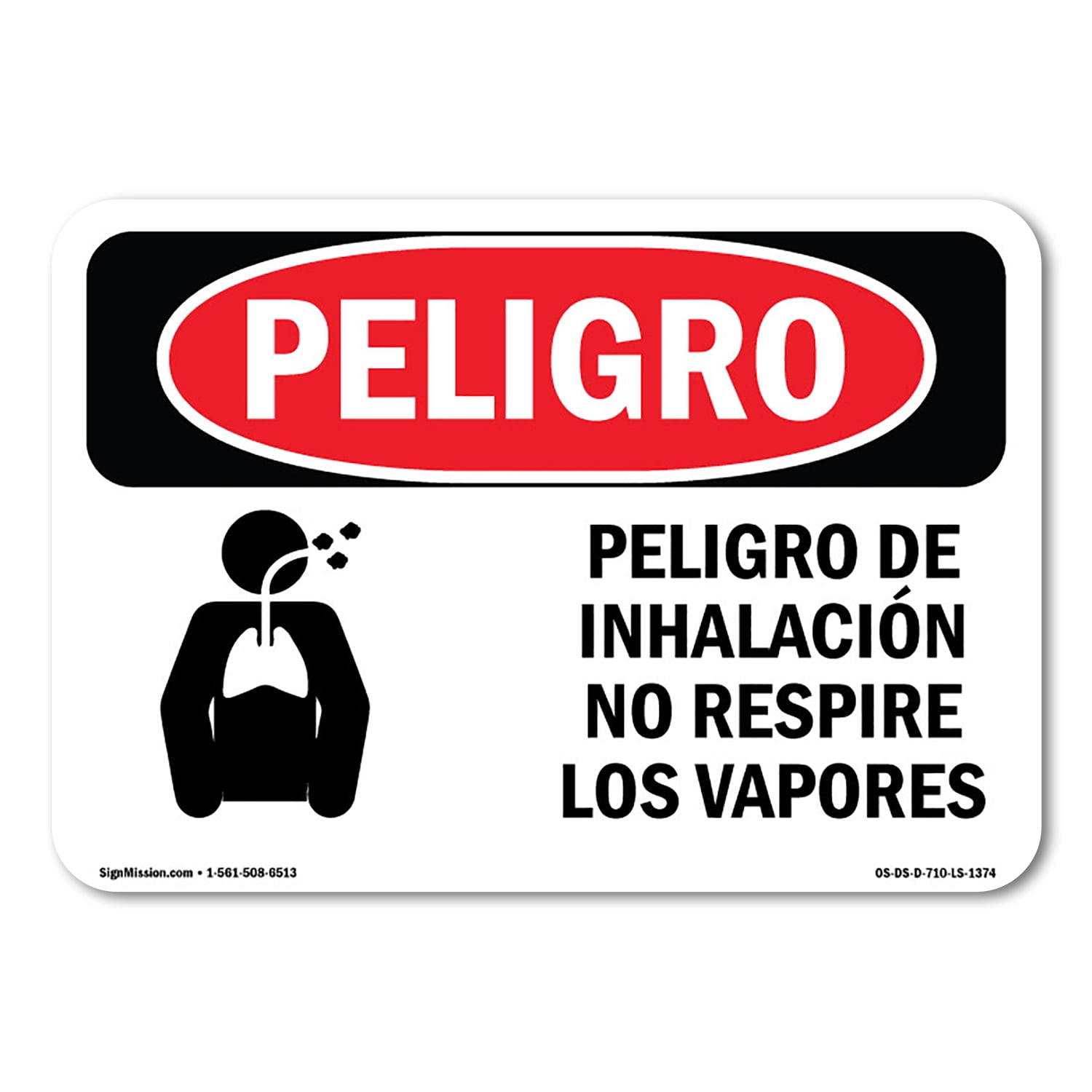 Inhilation Sign OSHA Danger Sign - Inhalation Hazard Do Not Spanish | Aluminum Sign ...