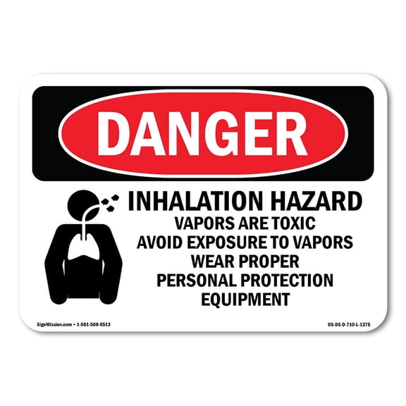 OSHA Danger Sign - Inhalation Hazard Vapors Toxic | Decal | Protect Your Business, Construction Site, Warehouse & Shop Area | Made in The USA