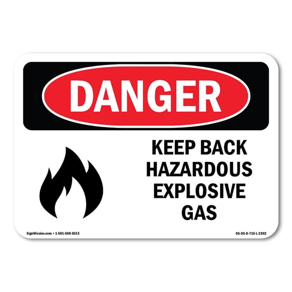 OSHA Danger Sign - Keep Back Hazardous Explosive Gas | Plastic Sign | Protect Your Business, Construction Site, Warehouse & Shop Area | Made in The USA