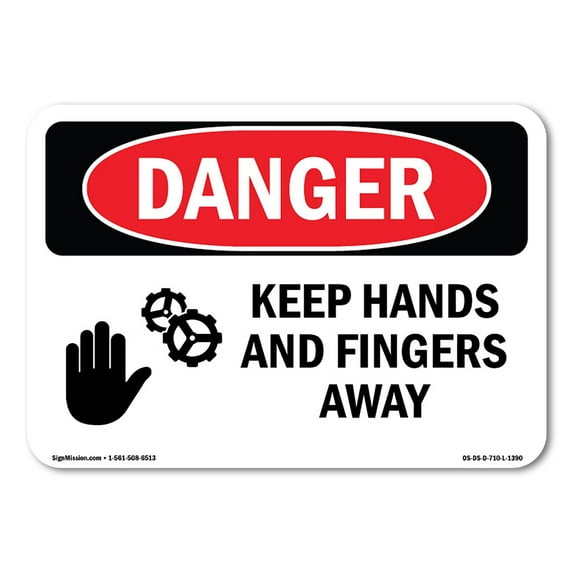 OSHA Danger Sign - Keep Hands And Fingers Away | Plastic Sign | Protect Your Business, Construction Site, Warehouse & Shop Area | Made in The USA