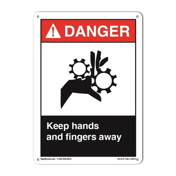 OSHA Danger Sign - Keep Hands And Fingers Away | Plastic Sign | Protect Your Business, Construction Site, Warehouse & Shop Area | Made in the USA